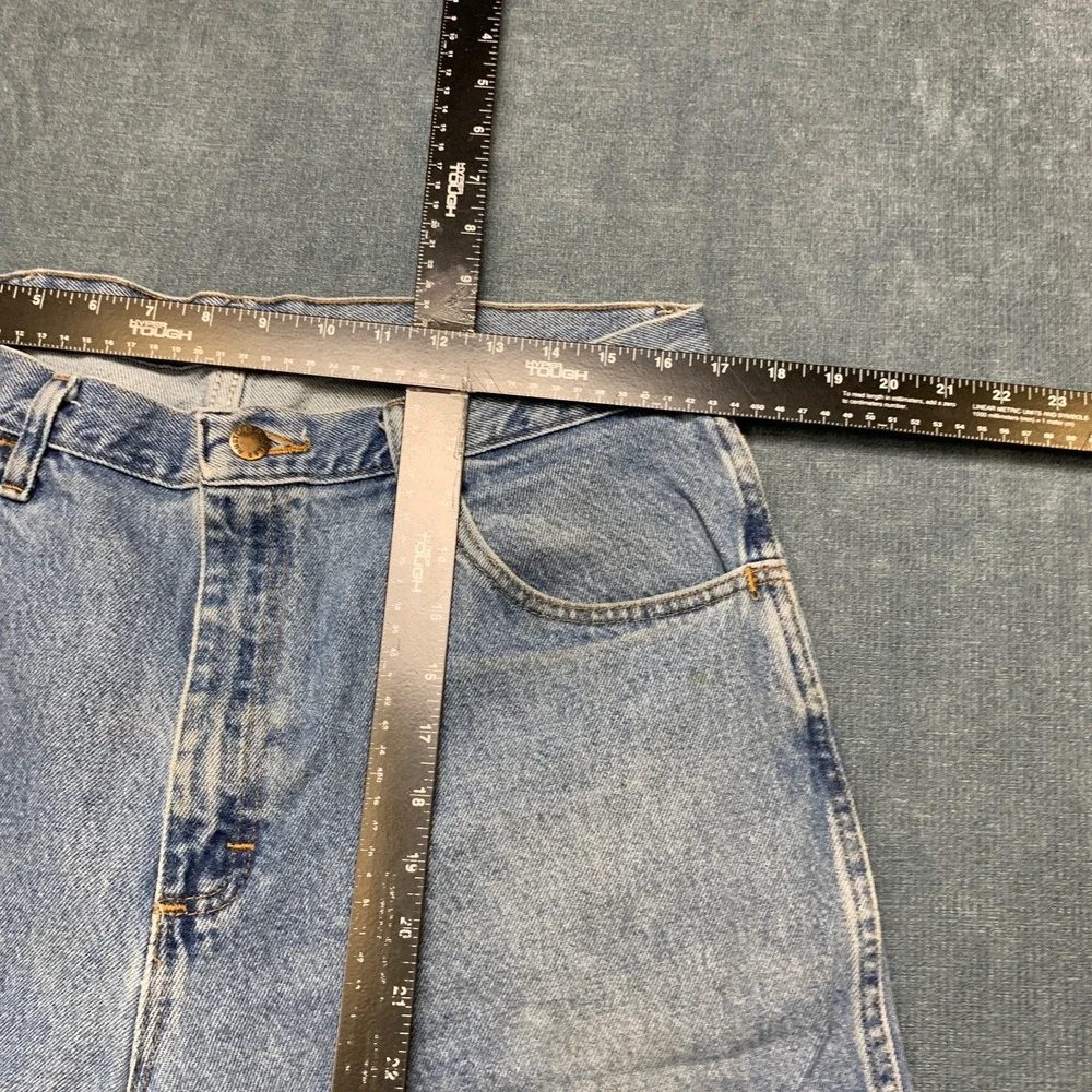 Rustler Bermuda Shorts Mens 34x34 Blue Denim Light Wash Frayed Hem 5 Pockets